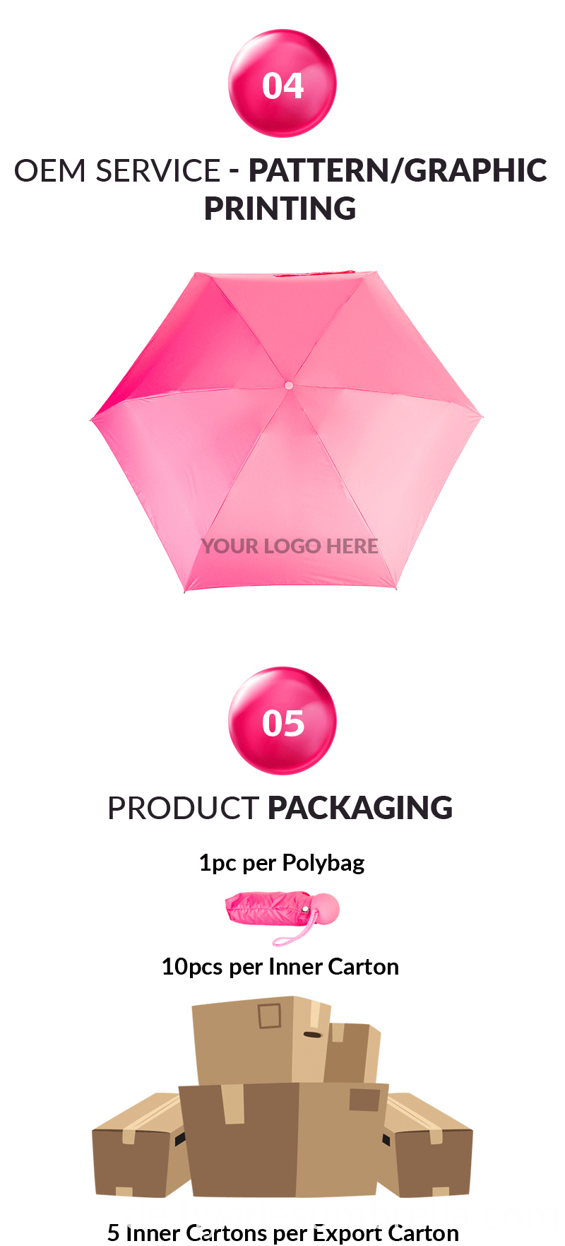 Best Werbepackable 5 Taschenschirm Packagin Best Promotional Packable 5 Folding Umbrella Packagin